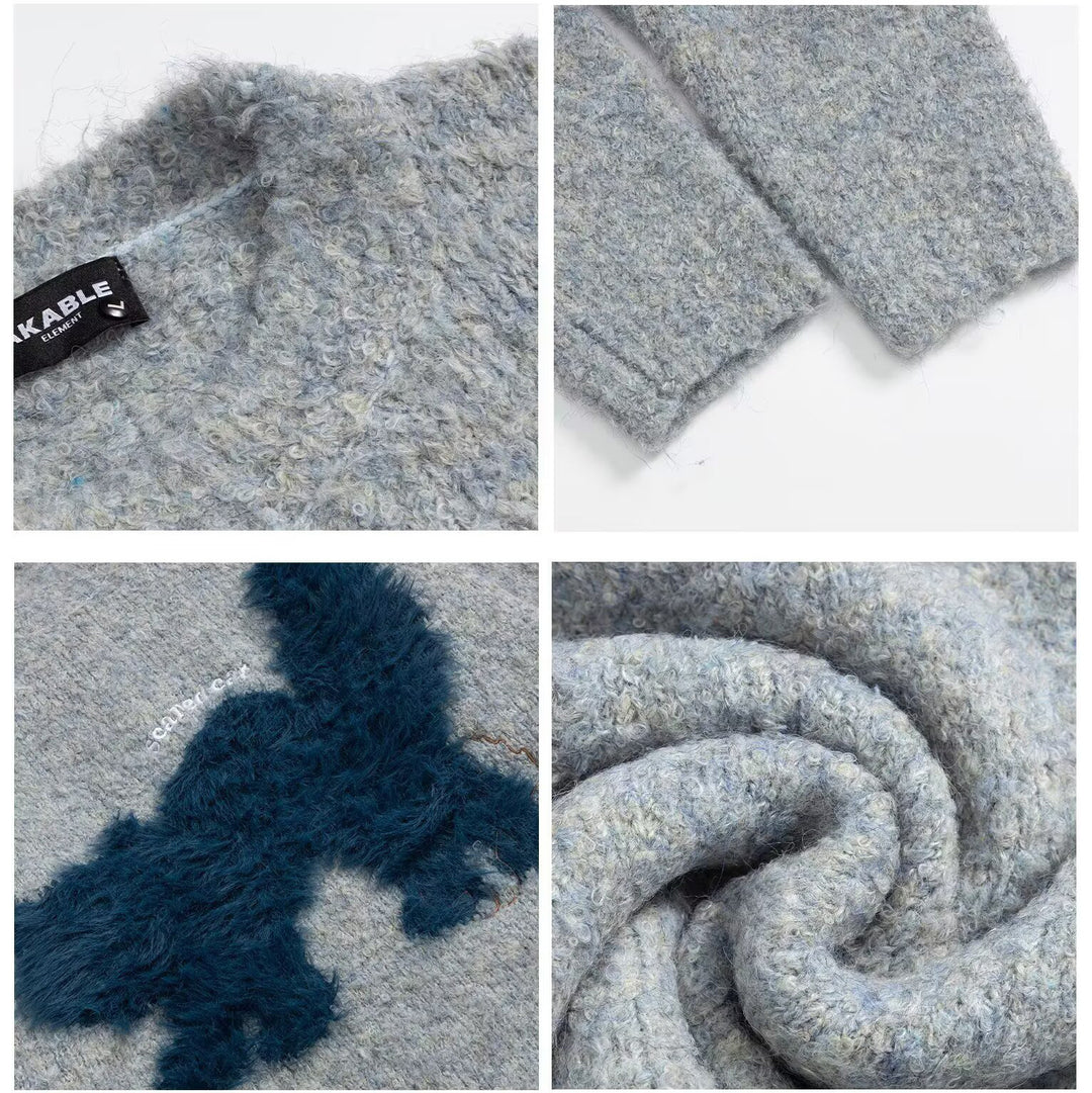 Damen Gemütlicher Pullover mit Effektgarn und Tiermotiv Shop Nory