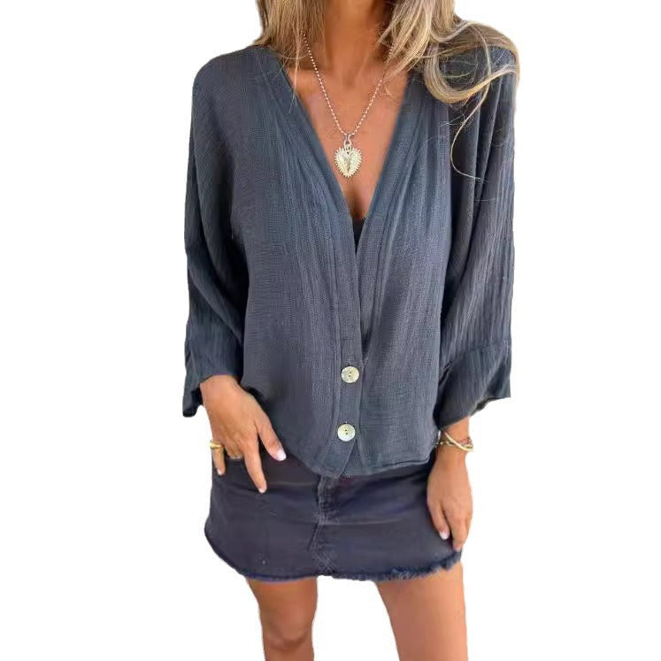 Damen Luftige und lockere Sommerjacke mit Knopfdetails