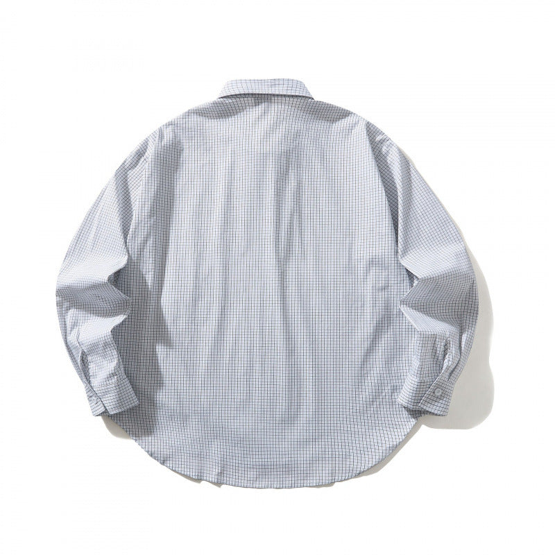 Unisex Leichtes kariertes Overshirt mit Hemdkragen, seitlichen Eingrifftaschen und abgerundetem Saum Shop Nory