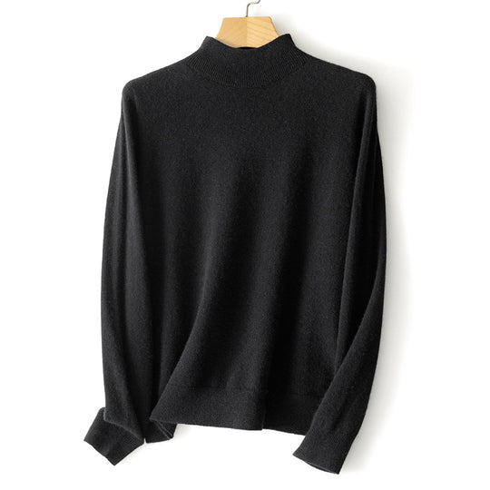 Damen Feiner Stehkragen-Pullover aus Kaschmir-Mix mit gerippten Abschlüssen Shop Nory