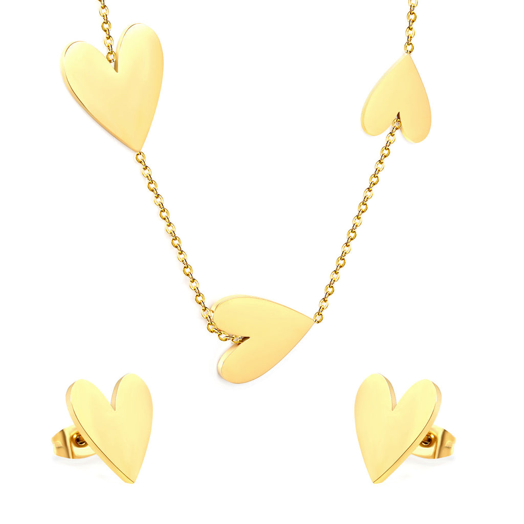 Damen Halskette und Ohrstecker Set im zeitlosen Herzdesign Shop Nory