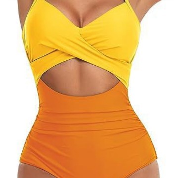 Damen Einteiliger Badeanzug mit elegantem Wickelschnitt