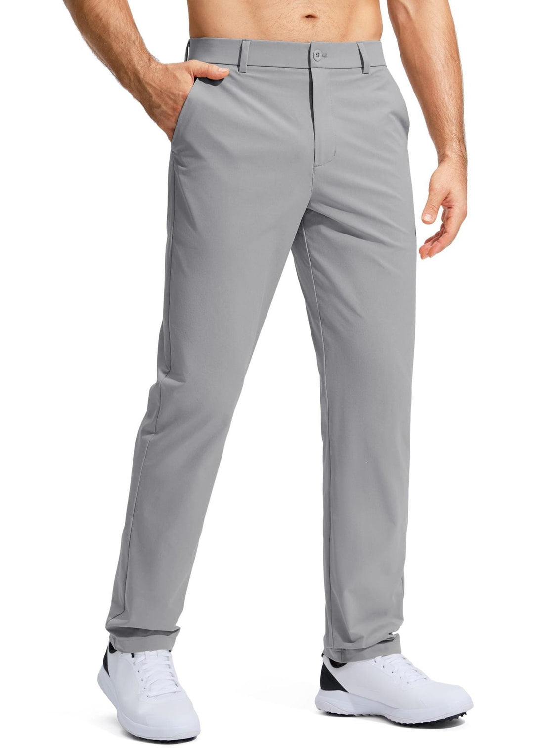 Herren nan elastische Golftwill-Hose mit geradem Schnitt, knitterfreiem Material und verdeckter Reißverschlusstasche