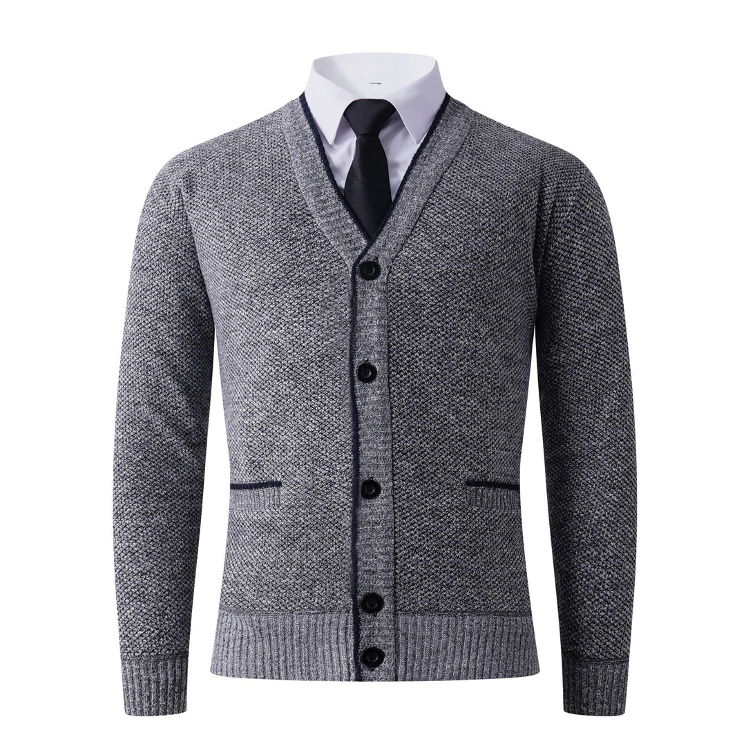 Herren Strukturierte Strickcardigan mit V-Ausschnitt, Knopfleiste und Eingrifftaschen Shop Nory