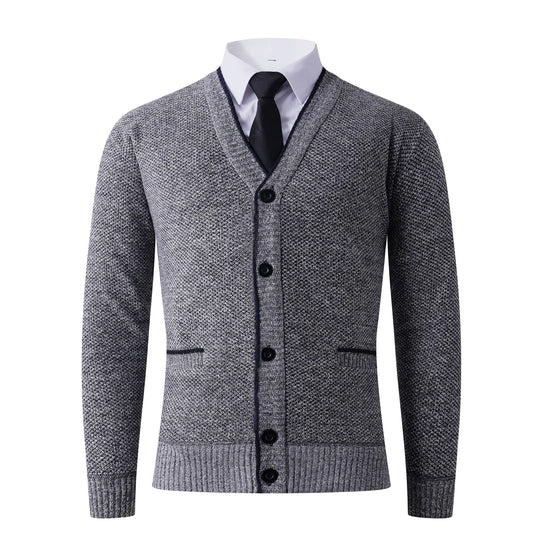 Herren Strukturierte Strickcardigan mit V-Ausschnitt, Knopfleiste und Eingrifftaschen Shop Nory
