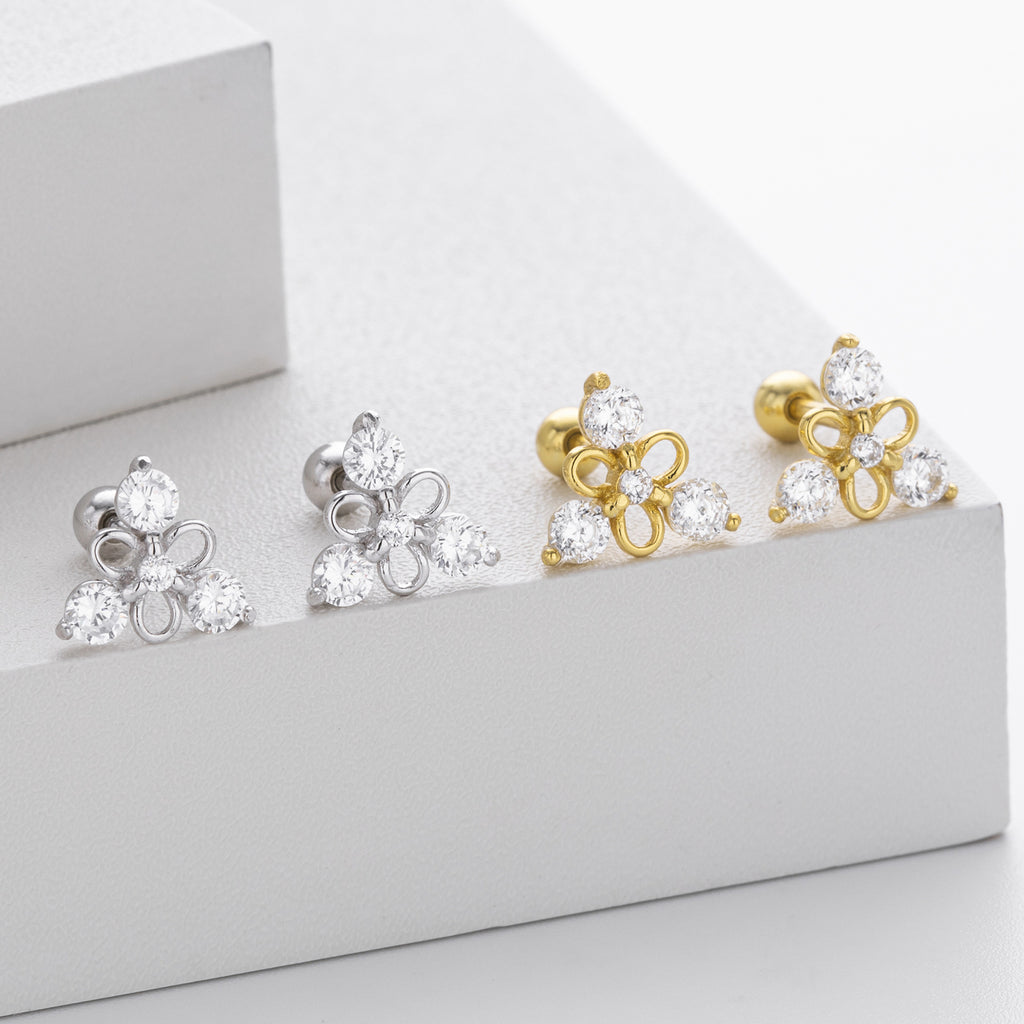 Damen Ohrstecker im blühenden Blumenmotif aus hochwertigem 925 Sterling Silber Shop Nory
