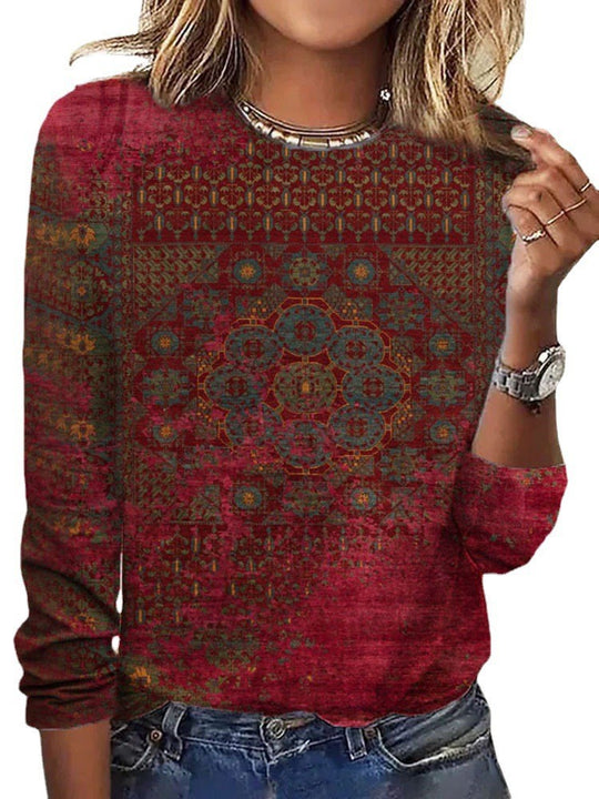 Damen Langärmeliges Oversize-Sweatshirt mit abstraktem Aquarell-Mosaikprint Shop Nory