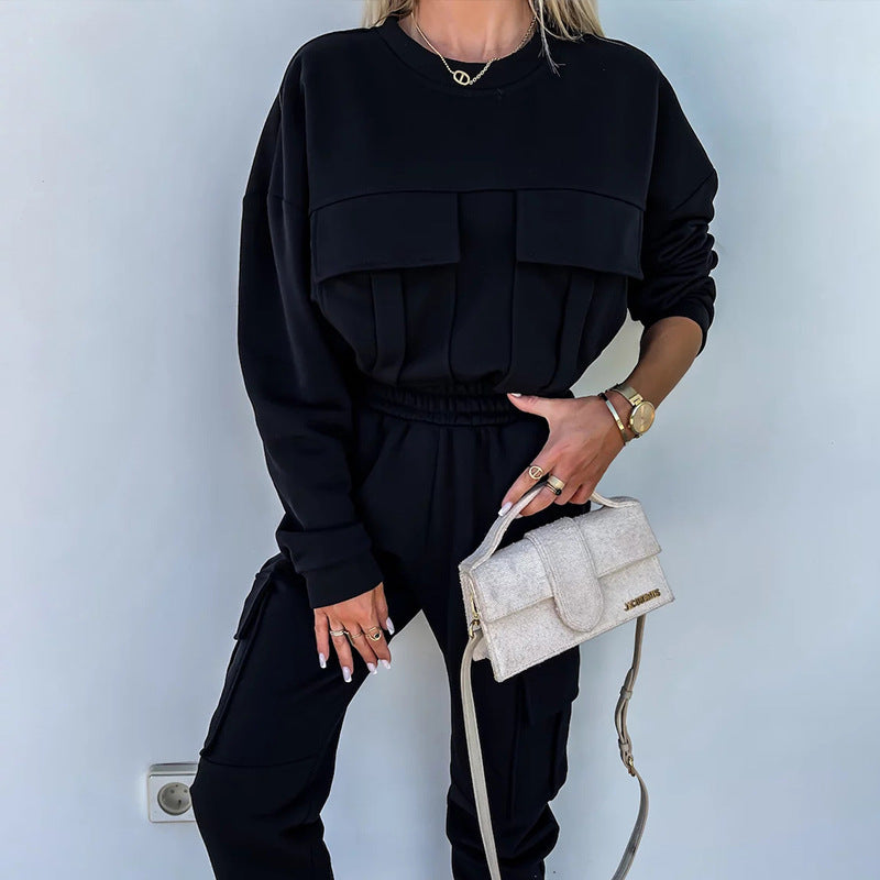Damen Cargo-Loungewear-Set aus weicher Baumwollmischung mit hoher Taille und aufgesetzten Cargo-Taschen Shop Nory