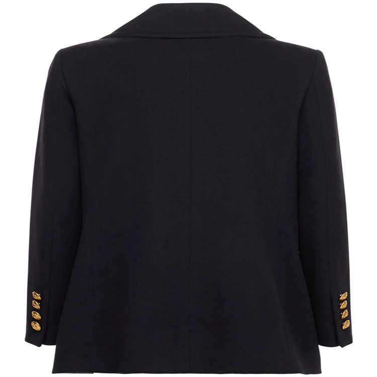 Damen Kurzer Zweireihiger Wollmix-Peacoat mit goldenen Zierrundknöpfen und taillierter Silhouette Shop Nory