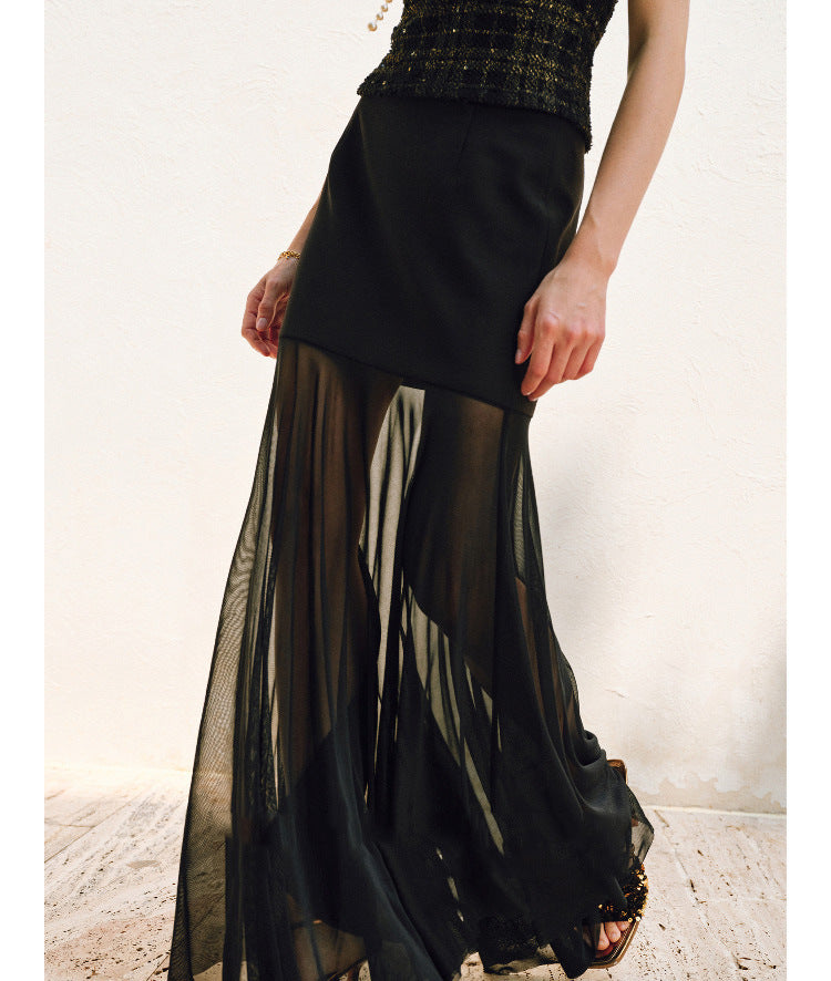 Damen Eleganter Midirock aus zartem Chiffon Shop Nory