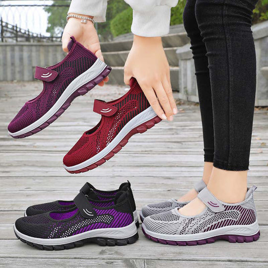 Damen Komfortable Ballerinas mit flexiblem Klettverschluss