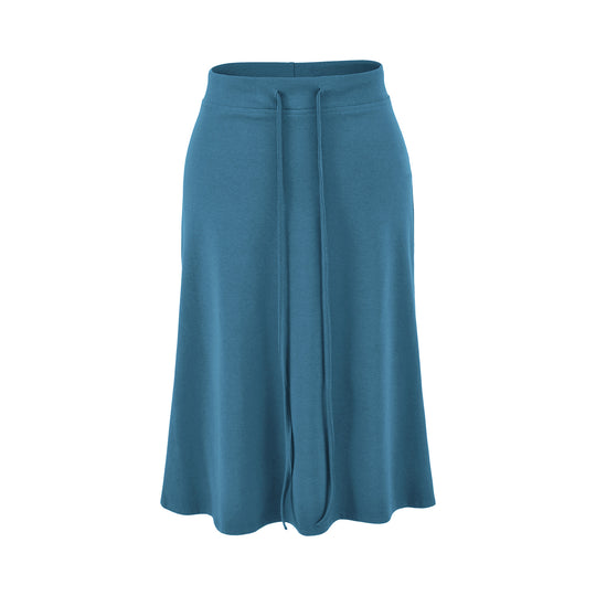 Damen Jersey-Midirock mit hohem Bund, Tunnelzug und A-Linien-Schnitt Shop Nory