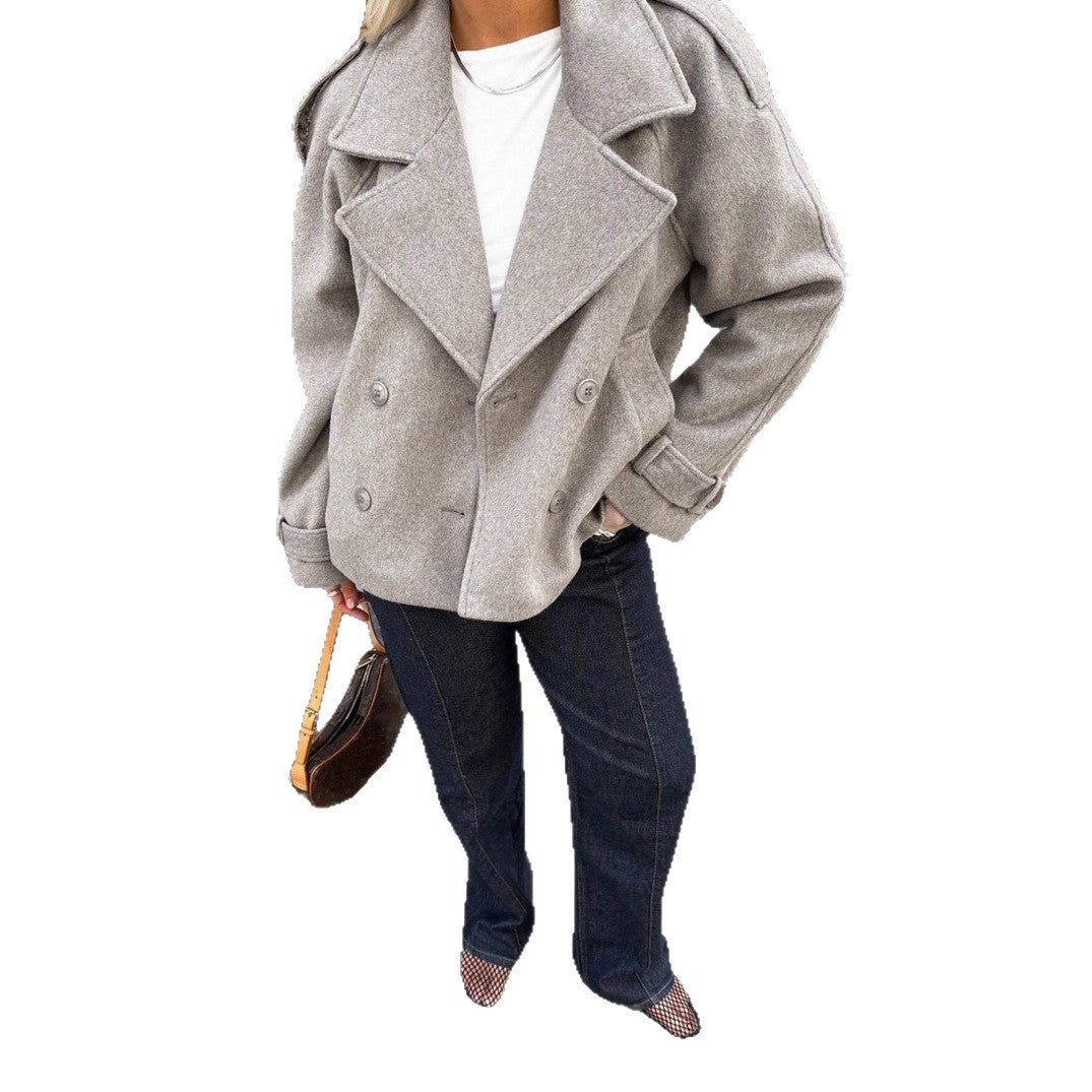 Damen Elegantes Oversized Wolljacke