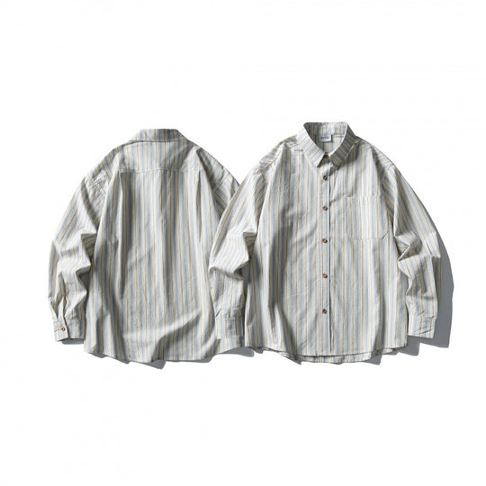 Unisex Lässiges Oversize-Streifenhemd mit kastiger Silhouette und Brusttasche Shop Nory