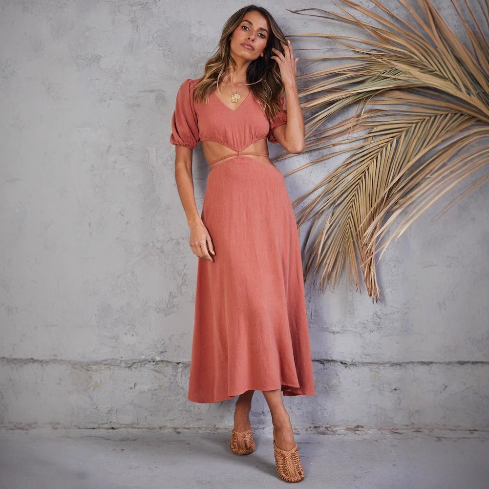 Damen Maxikleid mit kreativen Cut-Outs Shopnory