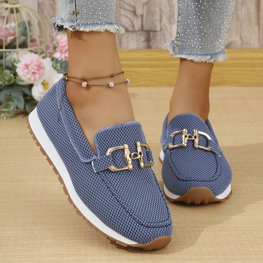 Damen Leichte Mesh-Slipper-Loafer mit gepolstertem Komfortfußbett und Dekor-Schnalle Shop Nory