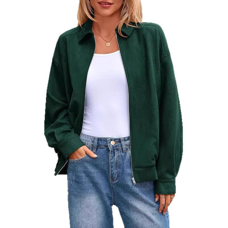 Damen lässige Übergangsjacke mit hohem Kragen und Reißverschluss Shopnory