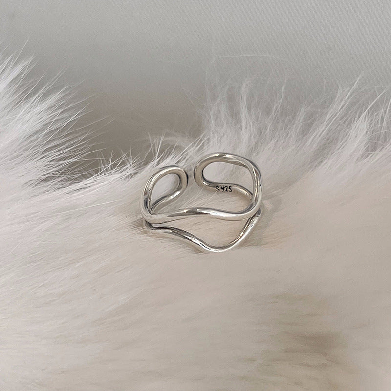 Damen moderner und skulpturaler Ring mit geschwungenem Design Shop Nory