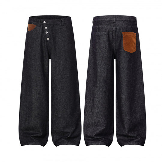Damen Weite Ballon-Jeanshose mit hoher Taille, Knopfverschluss und gerafftem Saum Shop Nory