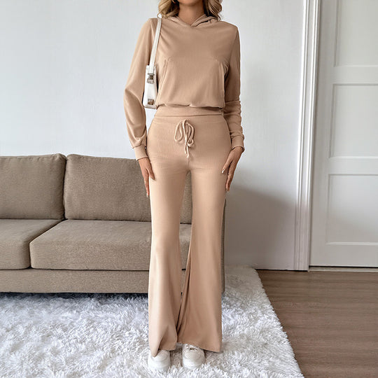 Damen Lässiger Hoodie und Flared Pants Set Shop Nory