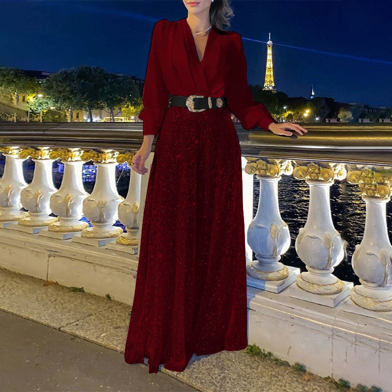 Damen Funkelndes Abendkleid mit elegantem Oberteil und glitzerndem Rock