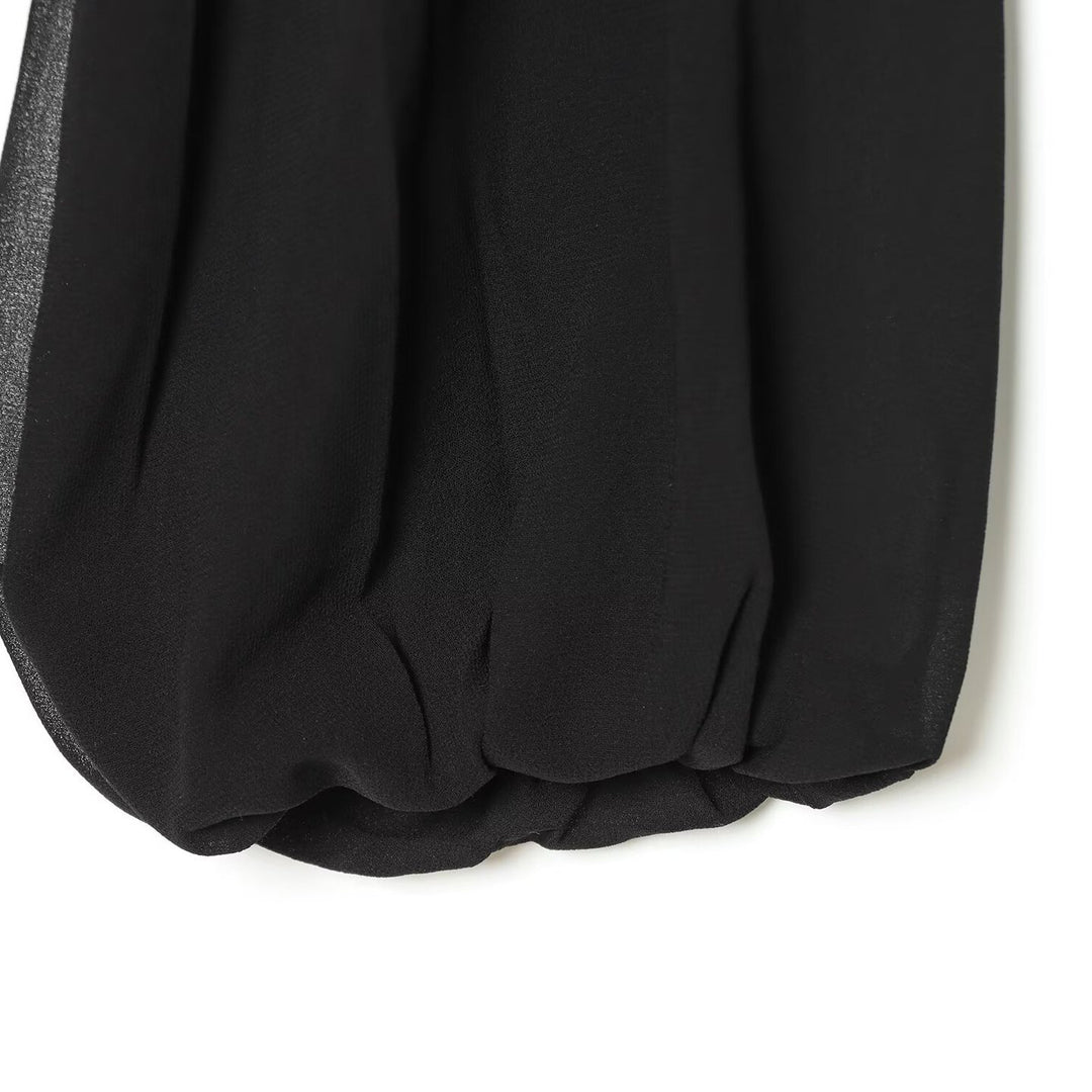 Damen Plissierte Bluse mit Stehkragen und Ballonärmeln Shop Nory