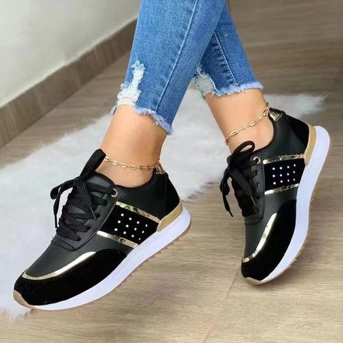 Damen stylische Fashion-Sneaker mit dekorativen Nieten Metallic-Details und gepolstertem Komfortfußbett Shop Nory