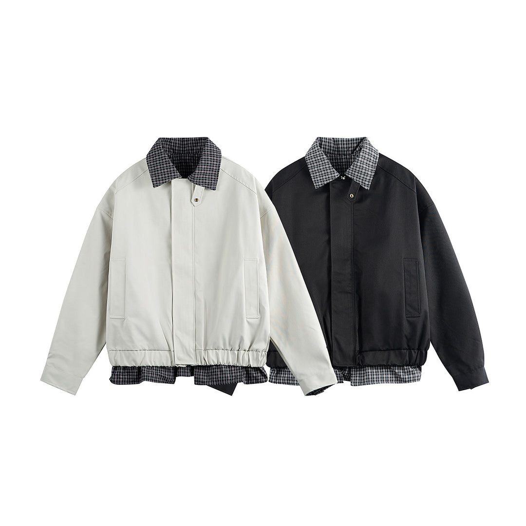 Herren Layered-Optik Blousonjacke mit Karokragen und verstellbarem Saum Shop Nory