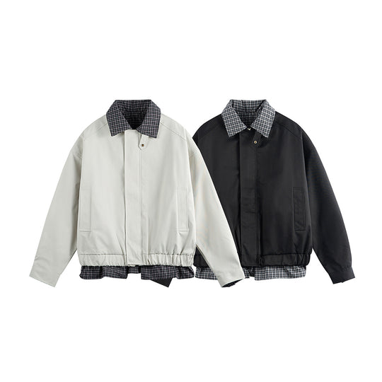 Herren Layered-Optik Blousonjacke mit Karokragen und verstellbarem Saum Shop Nory