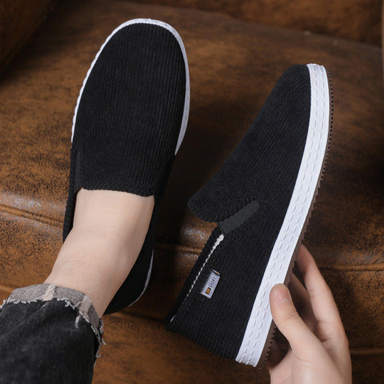 Damen Bequeme Cord-Slipper mit elastischem Einstieg