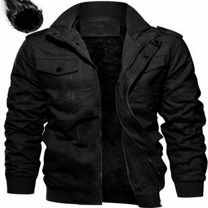 Herren Militärinspirierte Canvas Fieldjacke mit Teddyfutter und Stehkragen Shop Nory