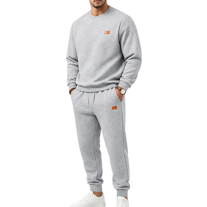 Herren Gemustertes Komfort-Sweatset mit Rundhals-Sweatshirt und Kordel-Jogginghose Shop Nory