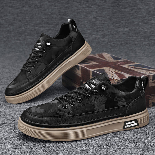Herren Lederoptik-City-Sneaker mit gepolstertem Fersenkragen und langlebiger Plateau-Gummisohle Shop Nory