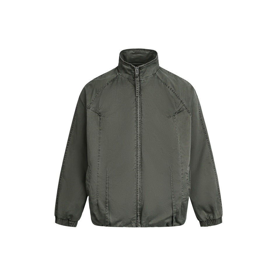 Unisex Leichte Boxy-Windjacke mit hohem Stehkragen, durchgehendem Reißverschluss und elastischem Saum Shop Nory