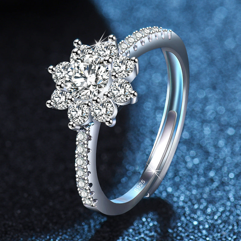 Damen Blumenring mit funkelnden Zirkonia-Steinen Shop Nory