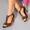 Damen Trendige und elegante Slingback-Sandalen mit besonders offenen Zehen und animalischem Muster