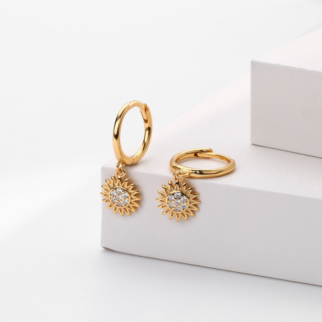 Damen Ohrhänger mit strahlendem Sonnenmotiv aus 925 Sterling Silber Shop Nory