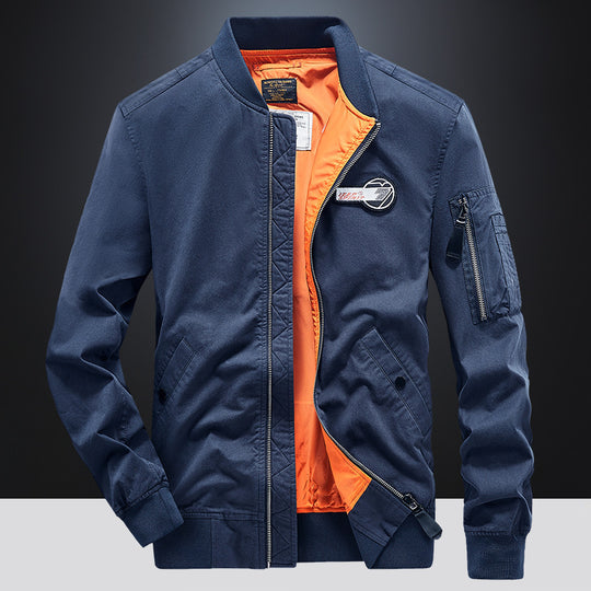 Herren Bomberjacke im Fliegerstil mit kontrastierendem Innenfutter und Ärmeltasche Shop Nory