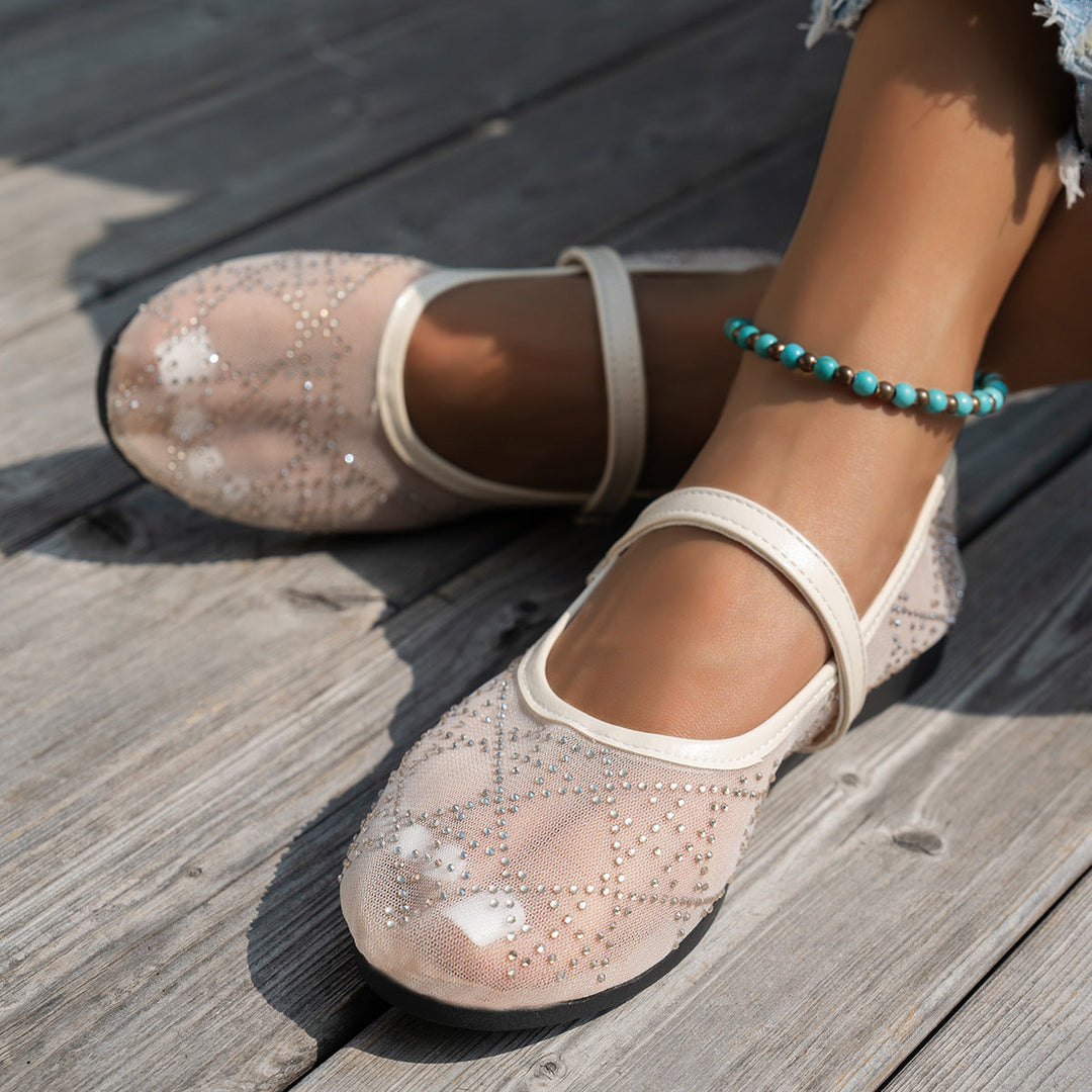 Damen elegante Ballerinas mit floralen Applikationen und rutschfester Sohle