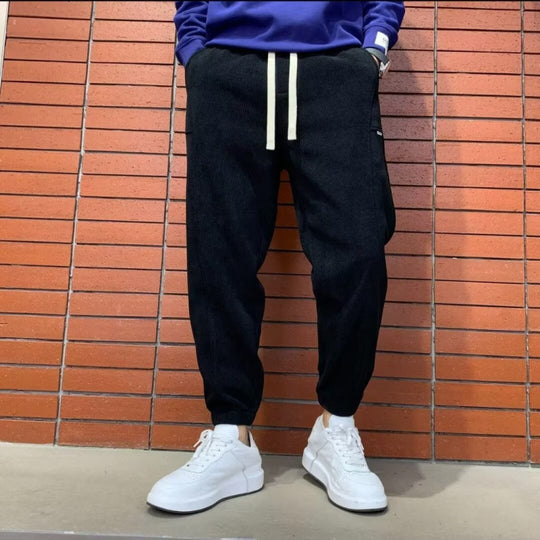 Herren Lockere Cord-Jogginghose mit elastischem Bund und Kordelzug Shop Nory