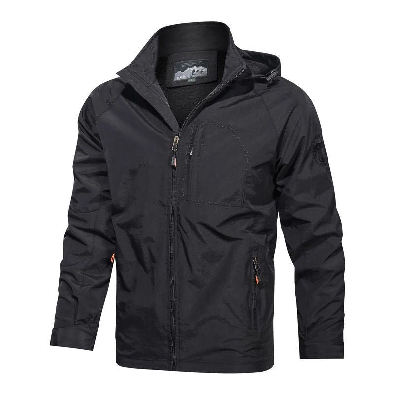 Herren Atmungsaktive Softshell-Fieldjacke mit Kapuze, wasserabweisender Shell und multifunktionaler Brusttasche Shop Nory