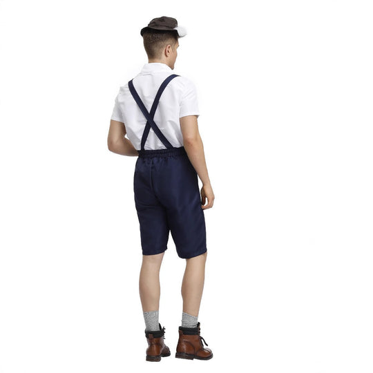 Herren nan traditionelle Oktoberfest Lederhose kurz mit verstellbaren Trägern und Zierstickerei Shop Nory
