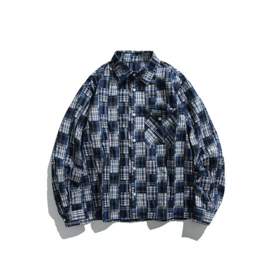Unisex Kariertes Overshirt im Boxy‑Cut mit Brusttasche und Hemdkragen Shop Nory