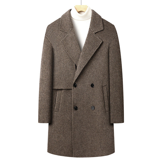 Herren Langer doppeltreihiger Wollmix-Mantel mit strukturiertem Revers Shop Nory