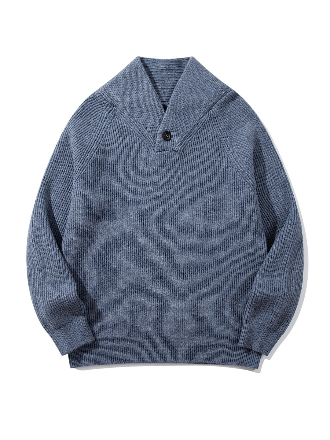 Unisex Gerippter Shawlkragen-Pullover mit Ein-Knopf-Detail Shop Nory