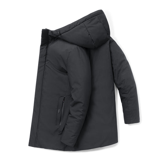 Herren moderner Urban-Longparka mit versteckter Reißverschlussblende und ergonomischer Kapuze Shop Nory