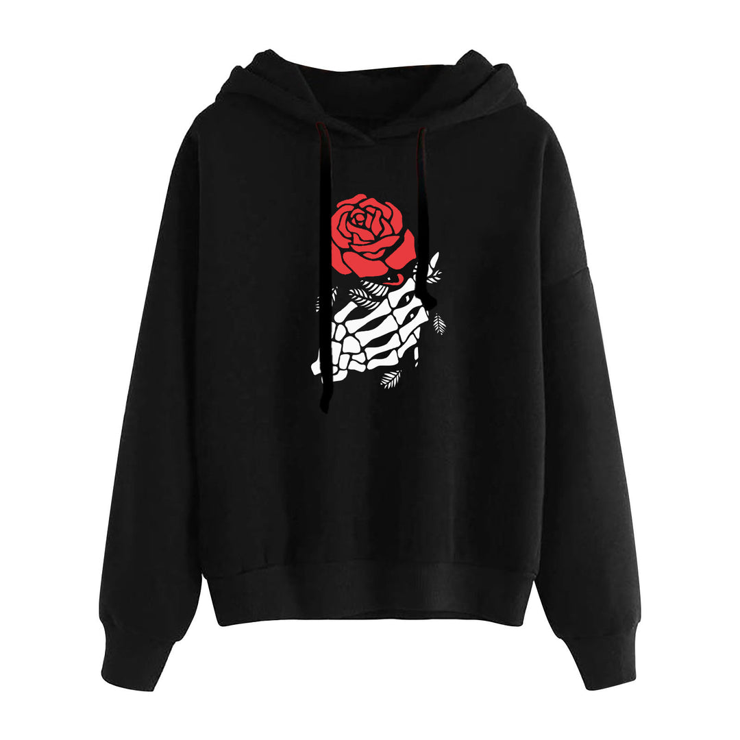 Damen nan lässiger Oversize Kapuzenpullover mit Herz‑und‑Pfotenprint, Kordelzug und gerippten Bündchen Shop Nory