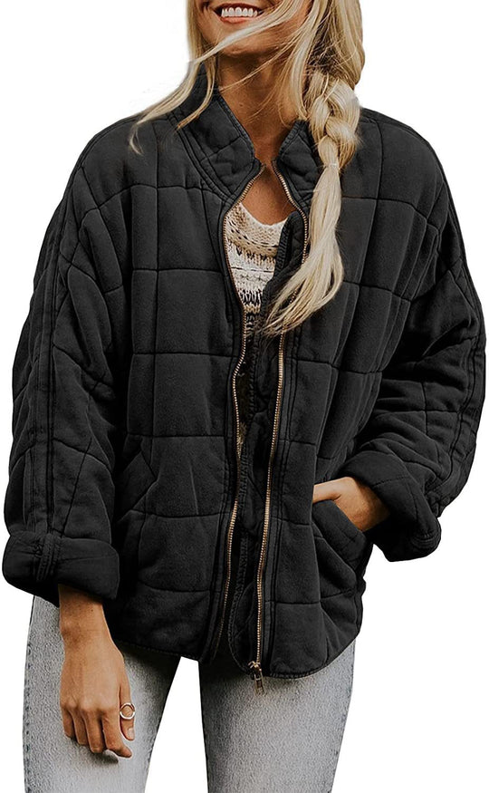 Damen Oversize Steppjacke mit Reißverschluss und Eingrifftaschen Shop Nory