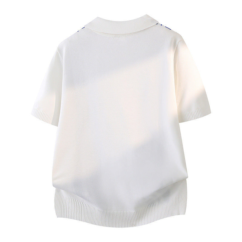 Herren Modisches Kurzarm Polohemd mit sportlichen Streifen Shop Nory