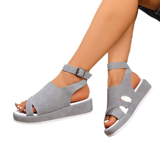 Damen Komfortable Wedge-Sandaletten mit doppeltem Riemendesign
